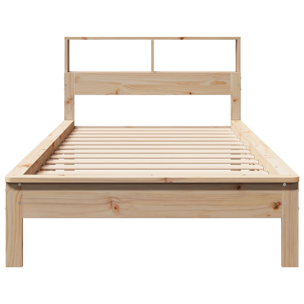 Solid wood bed with shelf without mattress 100x200 cm pine