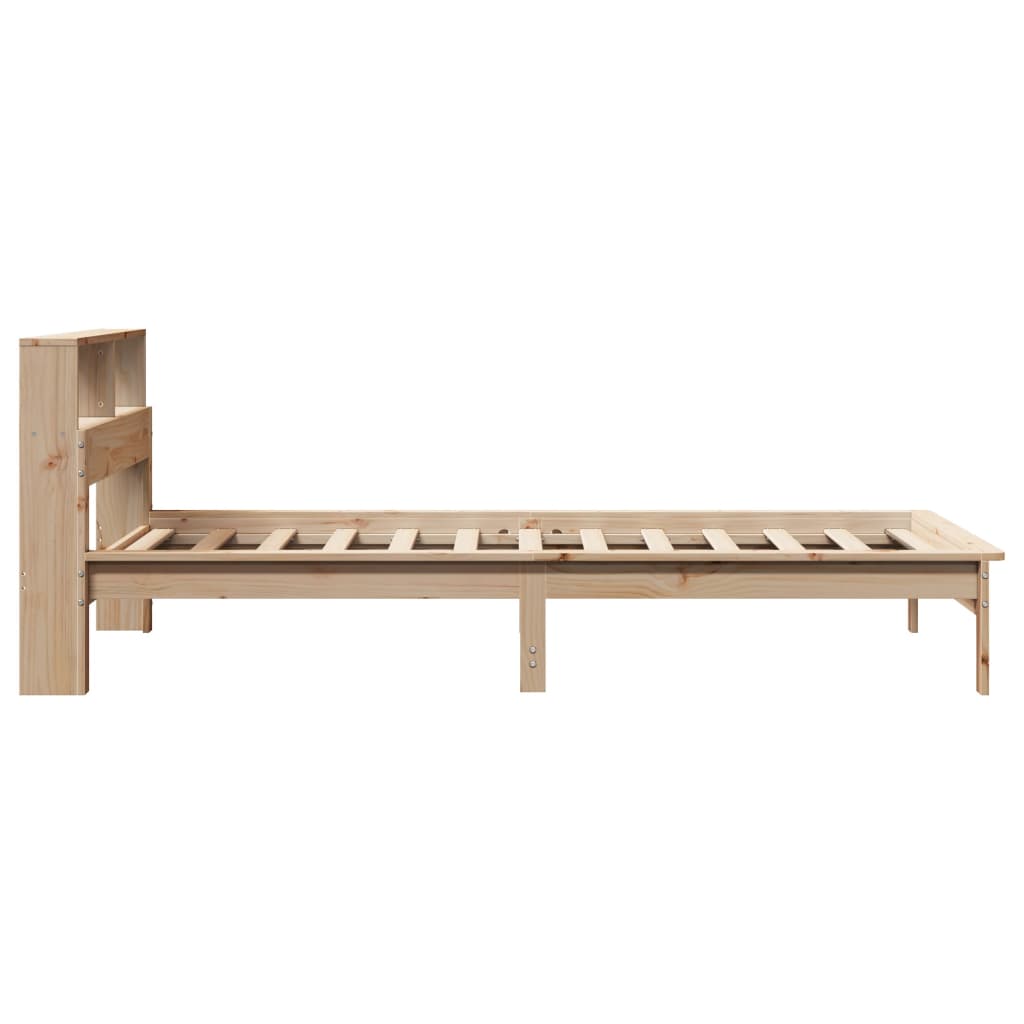 Solid wood bed with shelf without mattress 100x200 cm pine