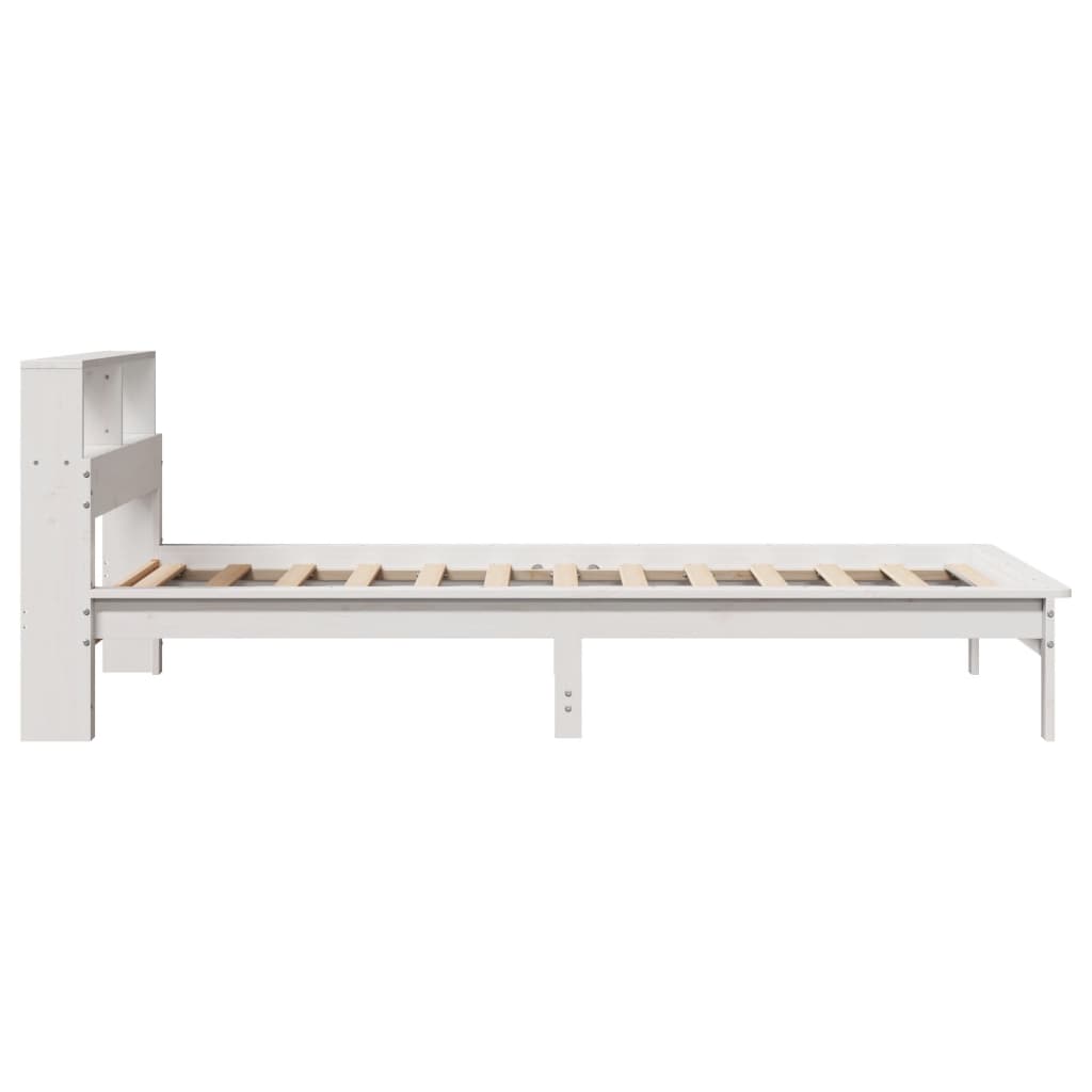 Solid wood bed with shelf without mattress white 90x200 cm pine