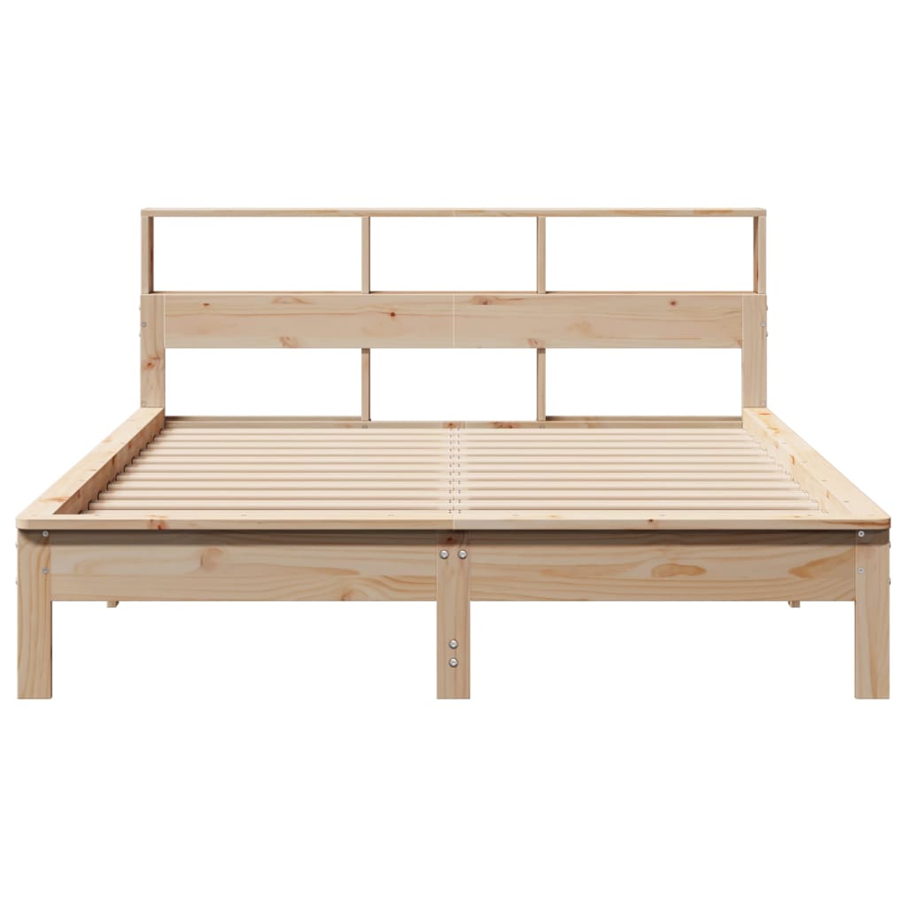 Solid wood bed with shelf without mattress 120x190 cm pine