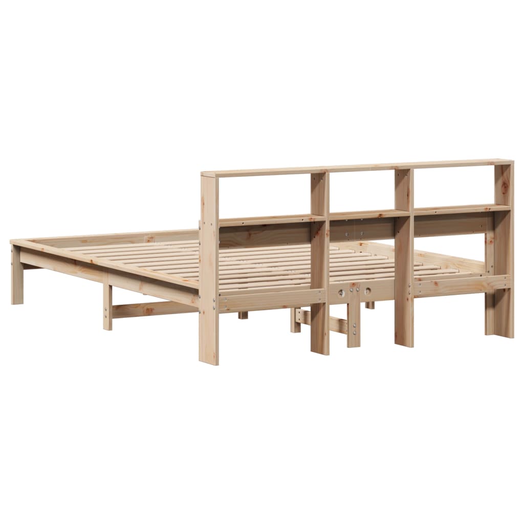 Solid wood bed with shelf without mattress 120x190 cm pine