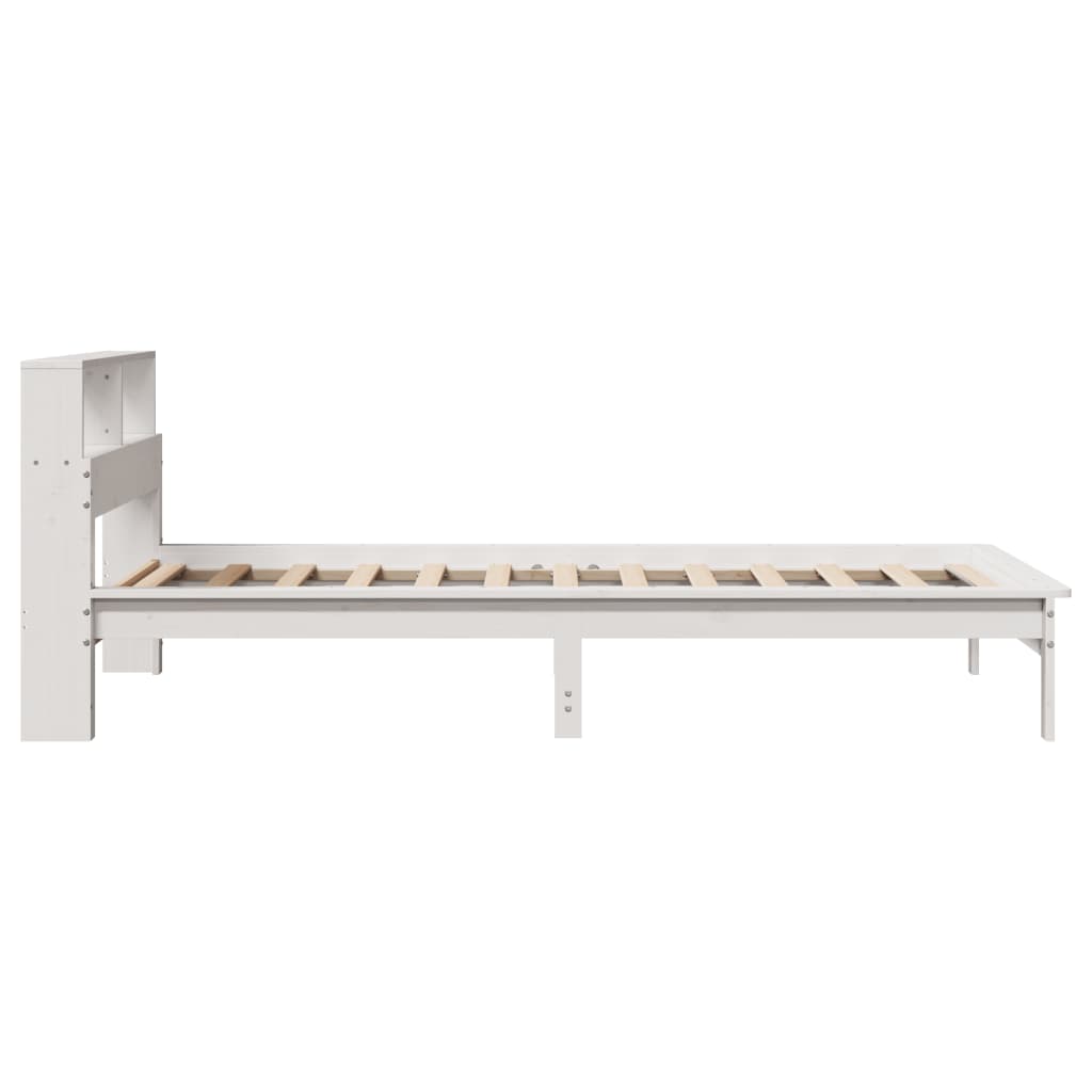 Solid wood bed with shelf without mattress white 90x190 cm pine