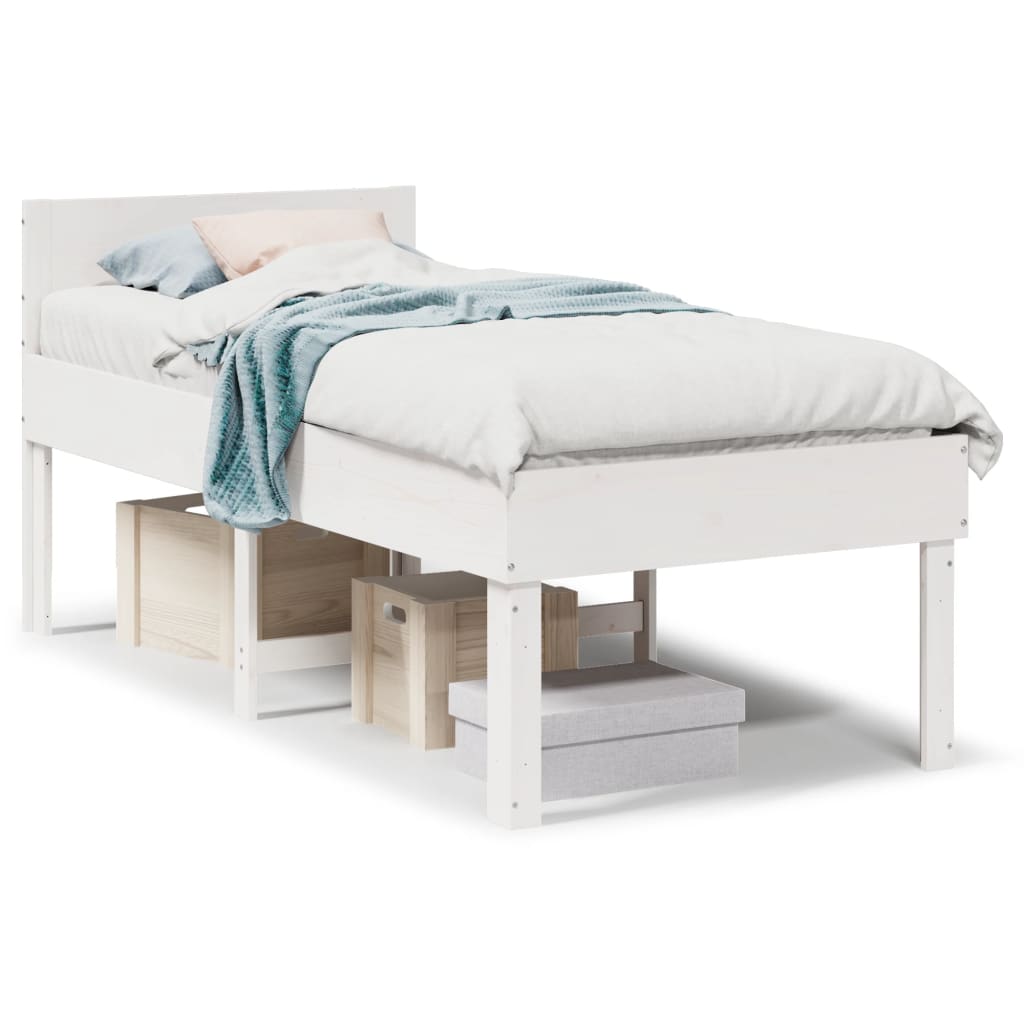 Solid wood bed without mattress white 90x200 cm pinewood