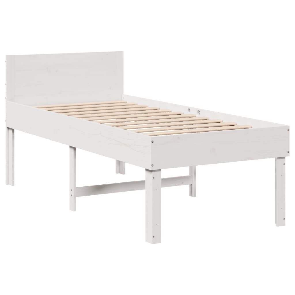 Solid wood bed without mattress white 90x200 cm pinewood