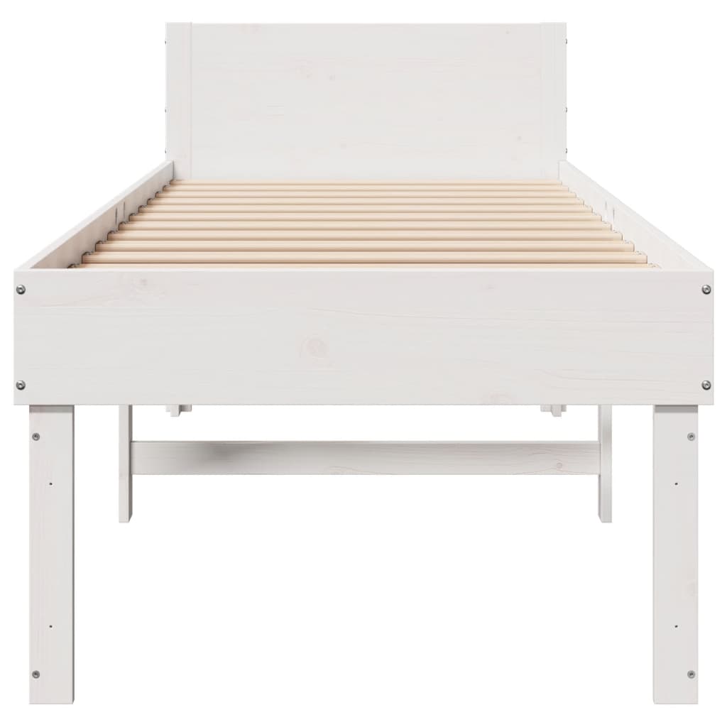 Solid wood bed without mattress white 90x200 cm pinewood