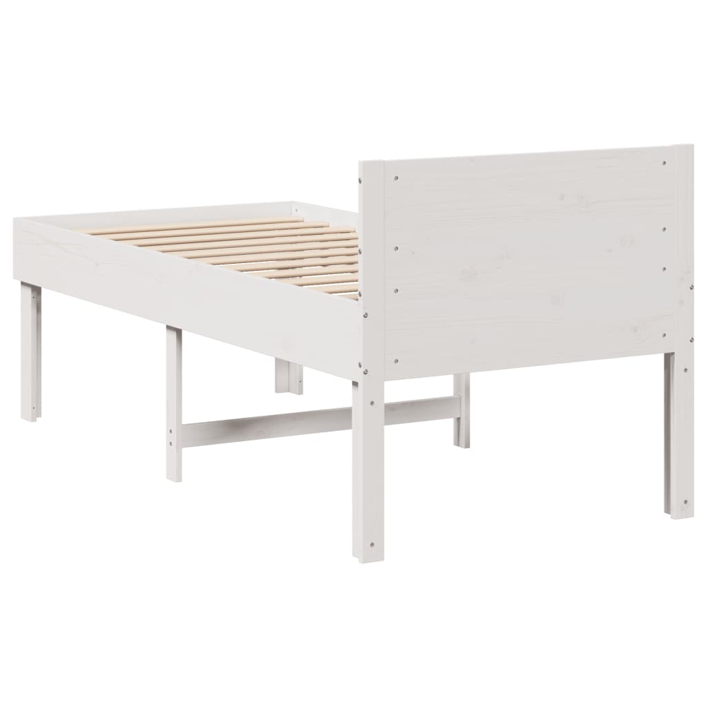 Solid wood bed without mattress white 90x200 cm pinewood