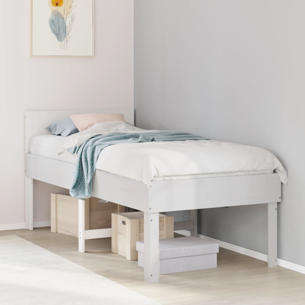 Solid wood bed without mattress white 90x200 cm pinewood