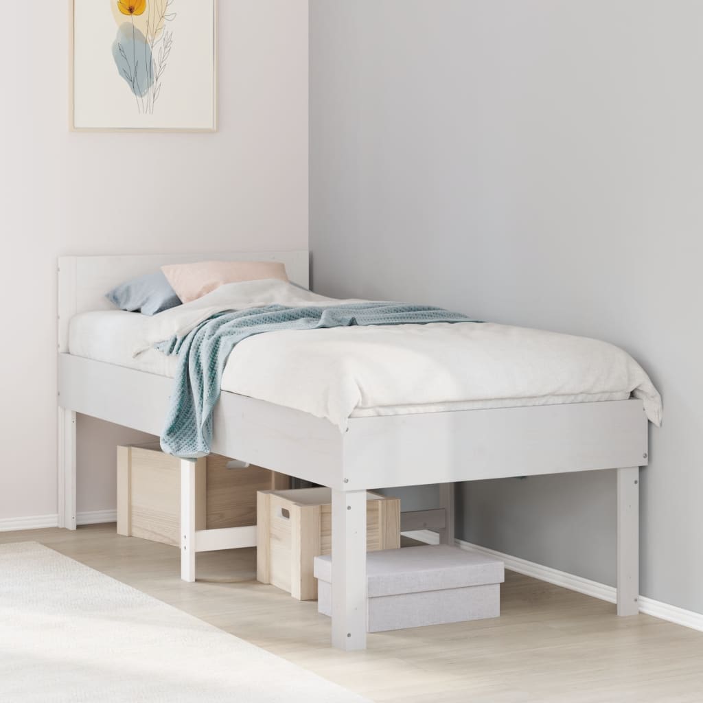 Solid wood bed without mattress white 90x190 cm pinewood