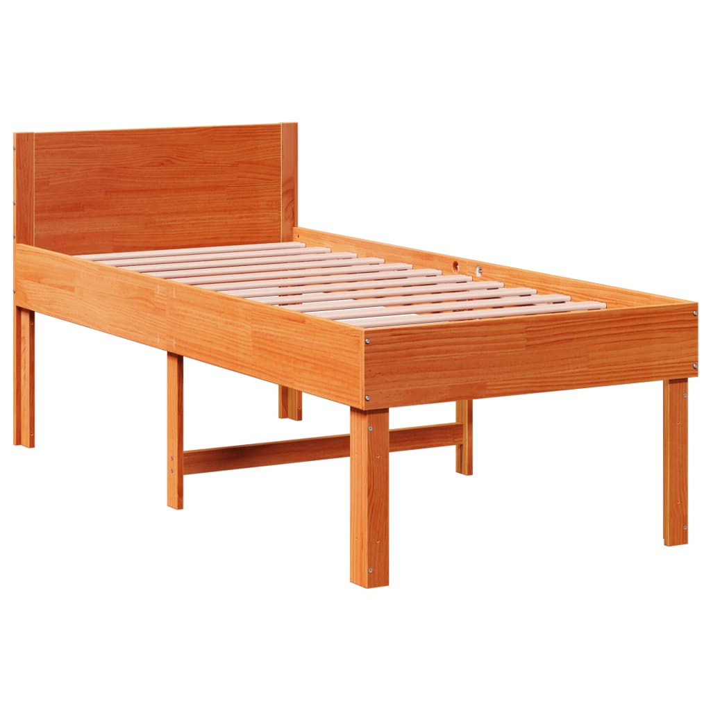 Solid wood bed without mattress wax brown 90x190 cm pinewood