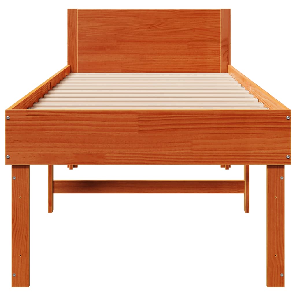 Solid wood bed without mattress wax brown 90x190 cm pinewood