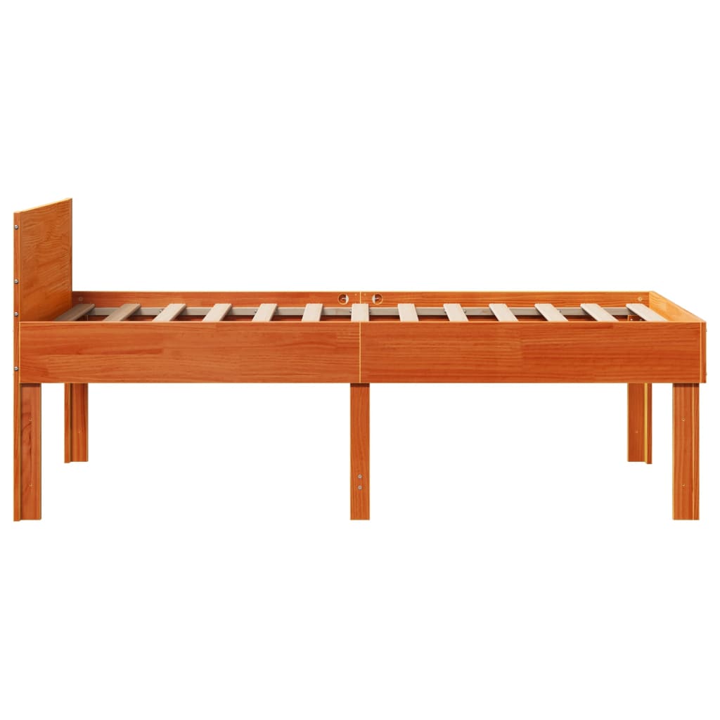 Solid wood bed without mattress wax brown 90x190 cm pinewood