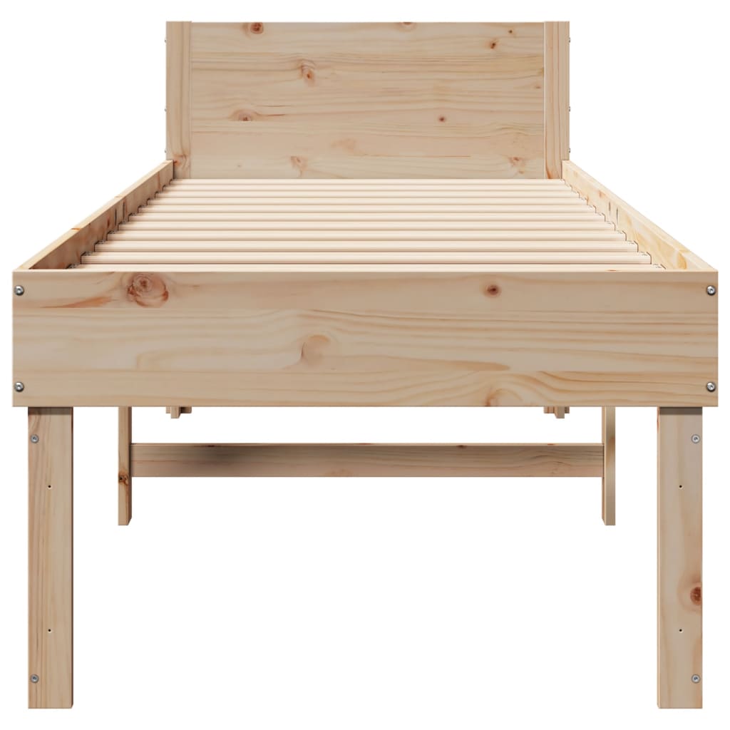 Solid wood bed without mattress 75x190 cm pinewood