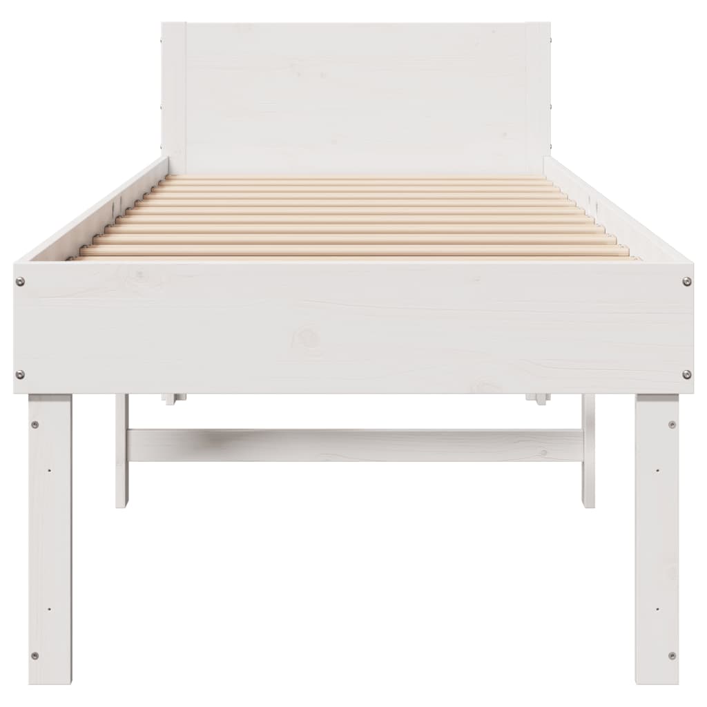 Solid wood bed without mattress white 75x190 cm pinewood