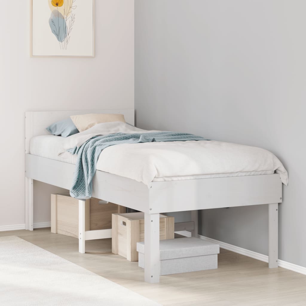 Solid wood bed without mattress white 75x190 cm pinewood