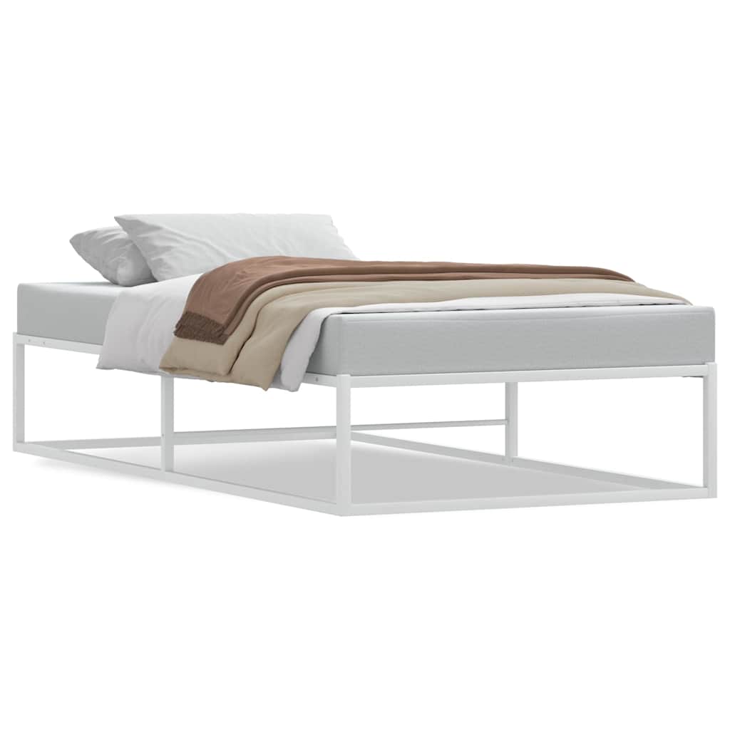 Bed frame without mattress white 90x200 cm metal