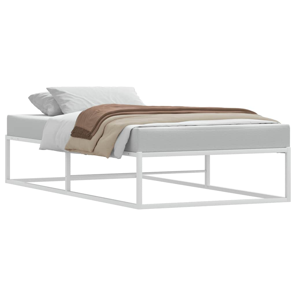 Bed frame without mattress white 90x200 cm metal