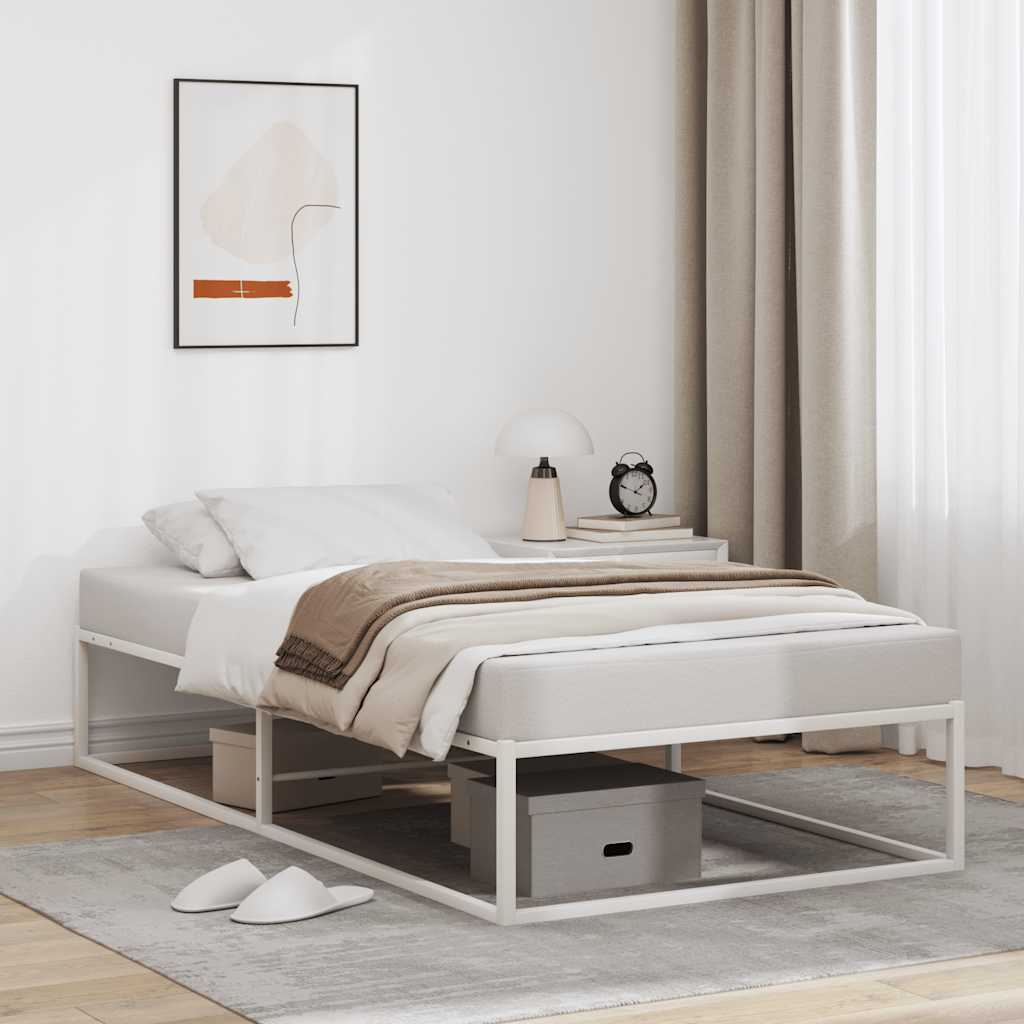 Bed frame without mattress white 90x200 cm metal