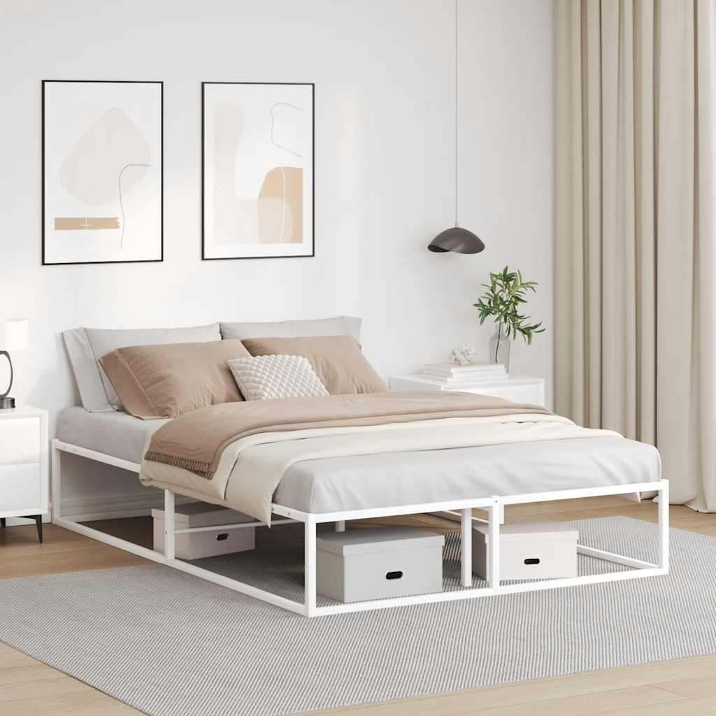 Bed frame without mattress white 140x200 cm metal