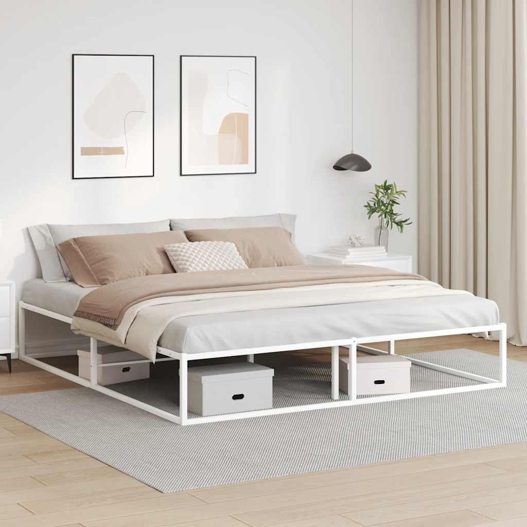 Bed frame without mattress white 180x200 cm metal