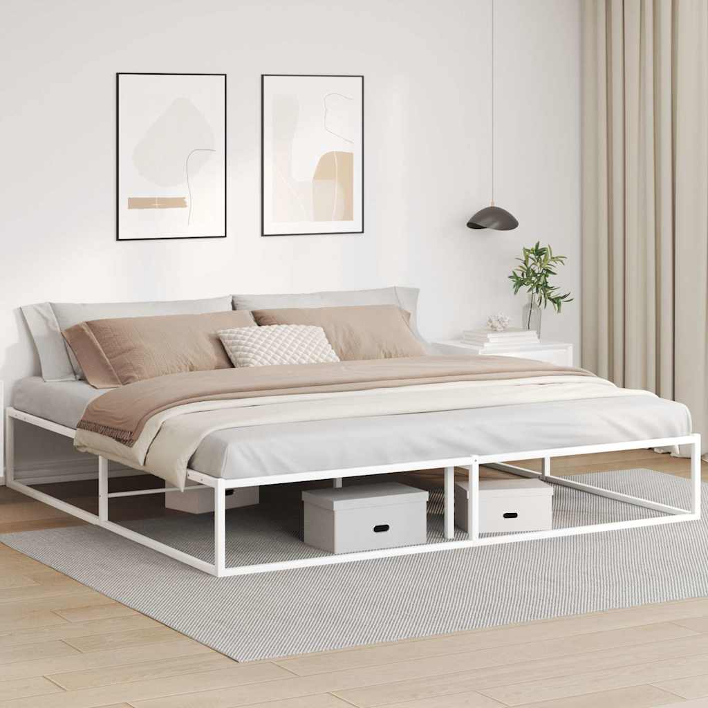 Bed frame without mattress white 200x200 cm metal