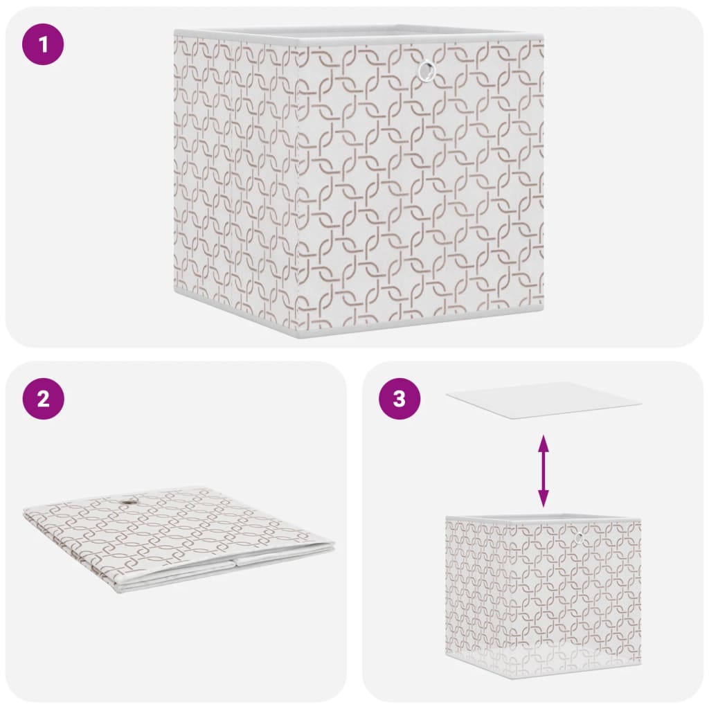 Folding boxes 4 pieces cream 32x32x32 cm fleece