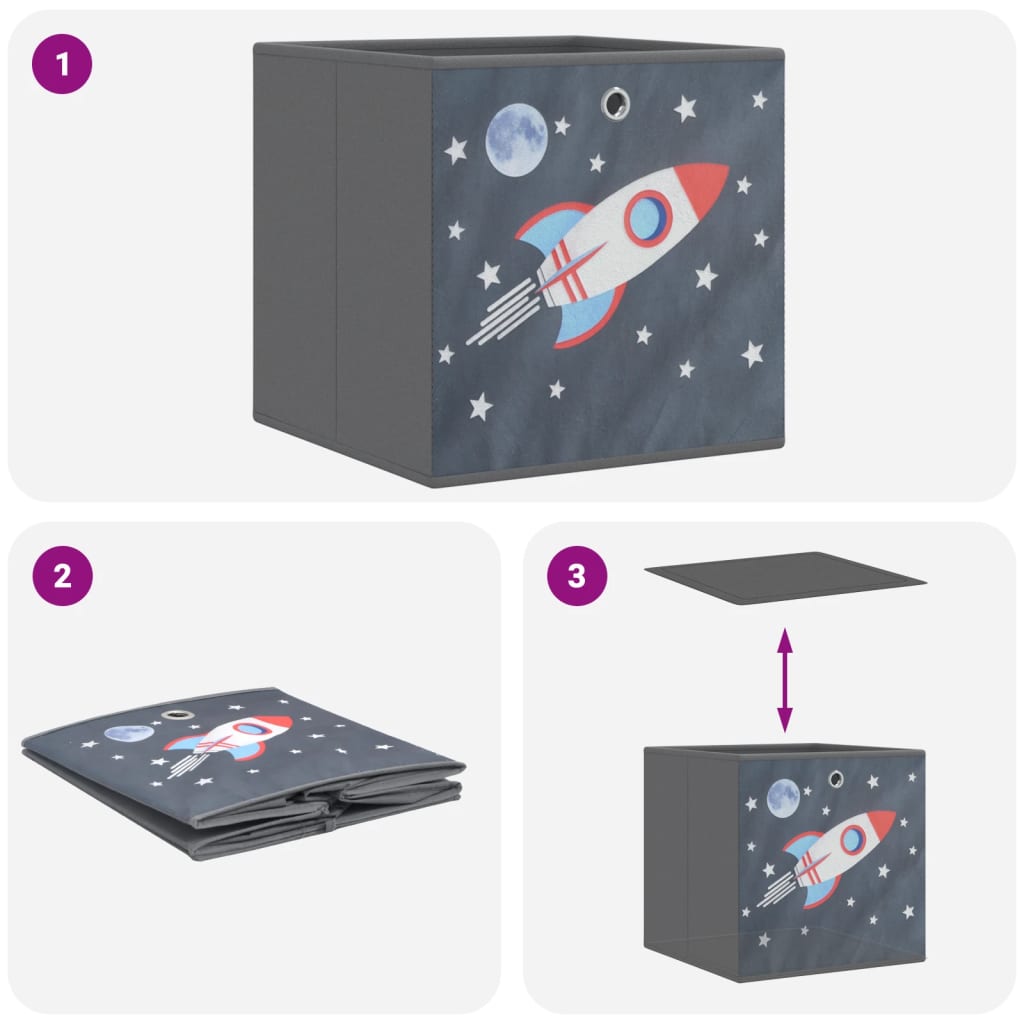 Faltboxen 4 Stk. Grau 32x32x32 cm Vlies