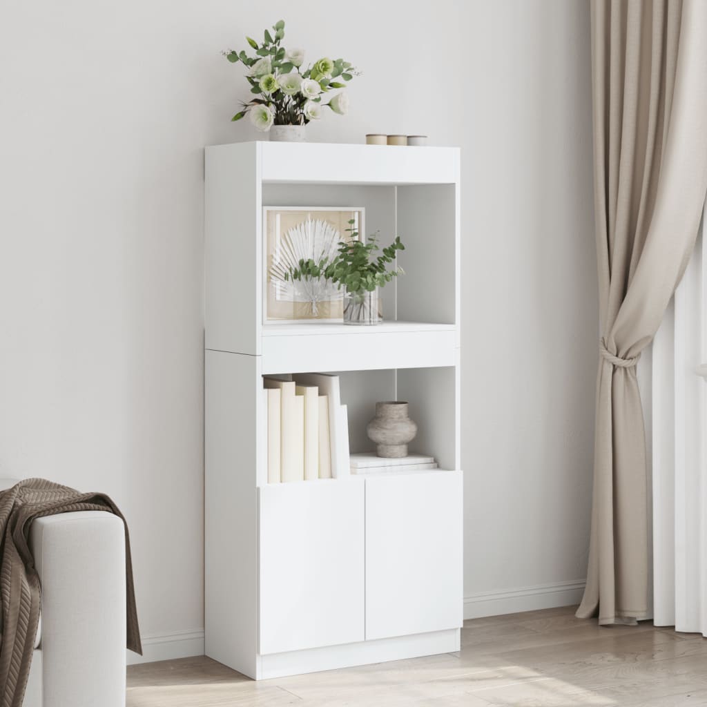 Highboard White 63x33x140 cm Wood Material