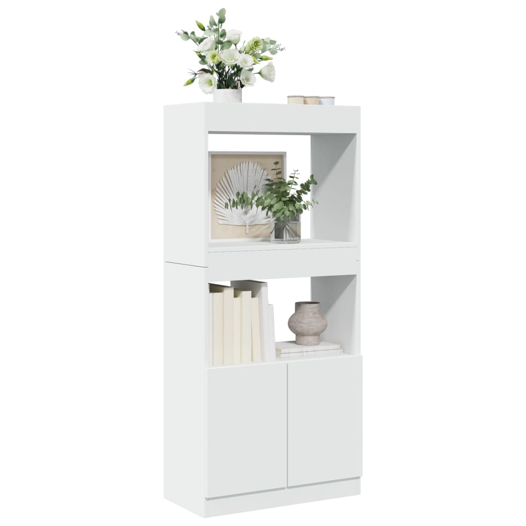 Highboard White 63x33x140 cm Wood Material