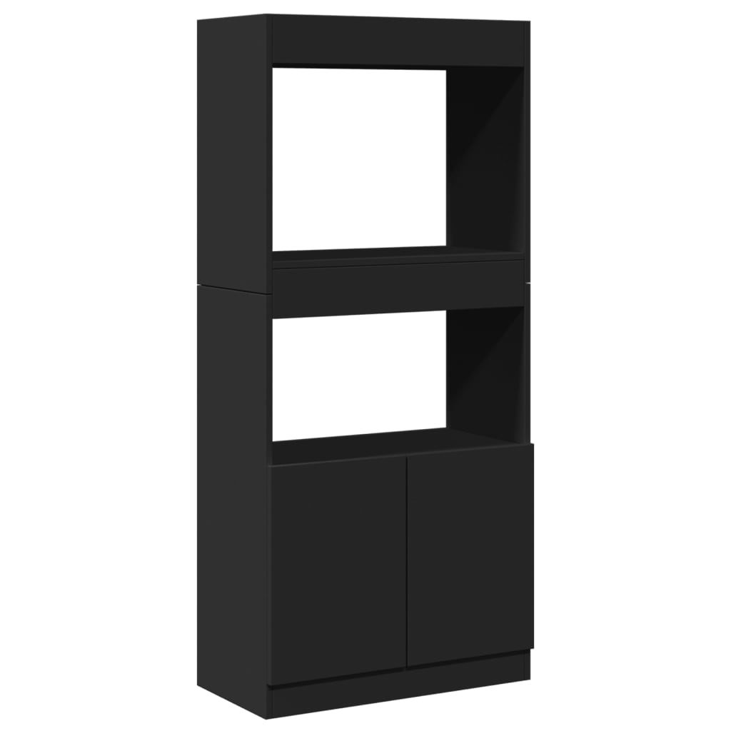 Highboard Black 63x33x140 cm Wood Material