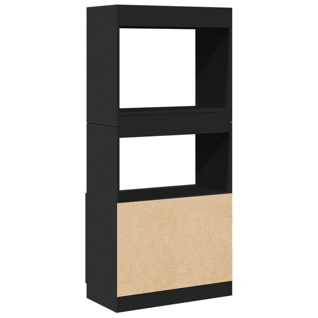 Highboard Black 63x33x140 cm Wood Material