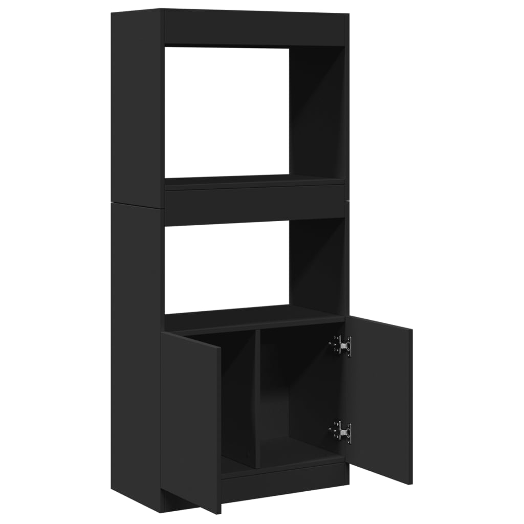 Highboard Black 63x33x140 cm Wood Material