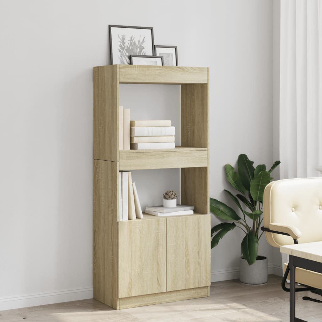 Highboard Sonoma-Eiche 63x33x140 cm Holzwerkstoff