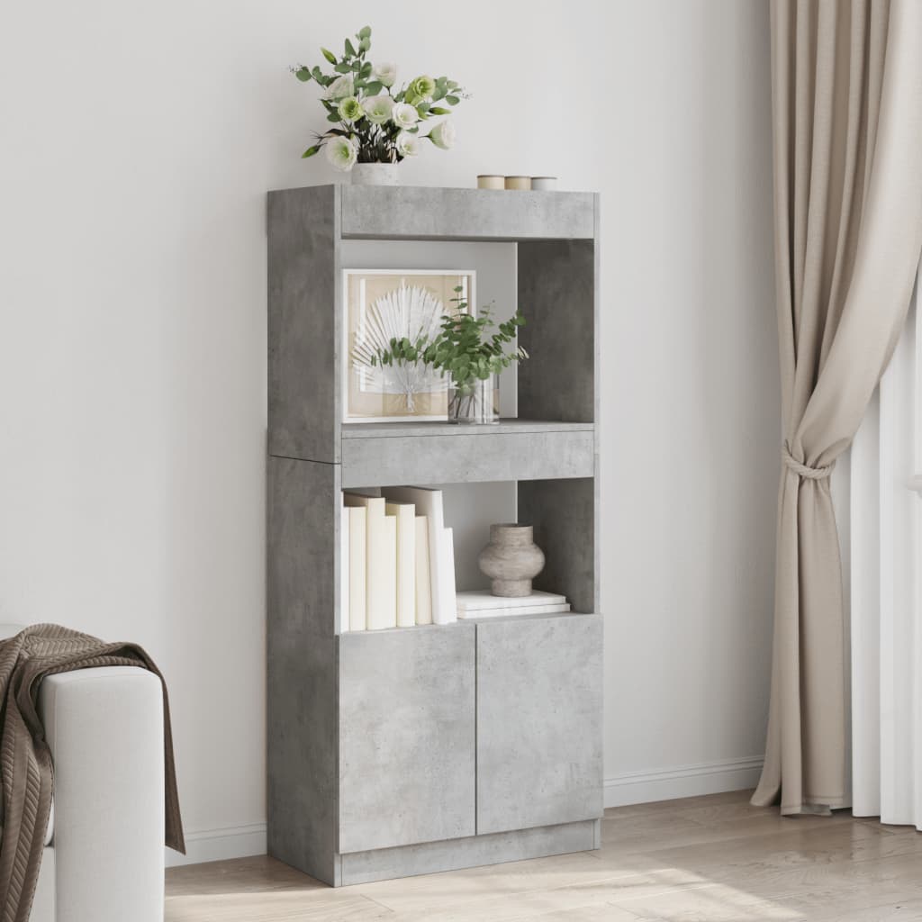 Highboard Concrete Grey 63x33x140 cm Wood Material