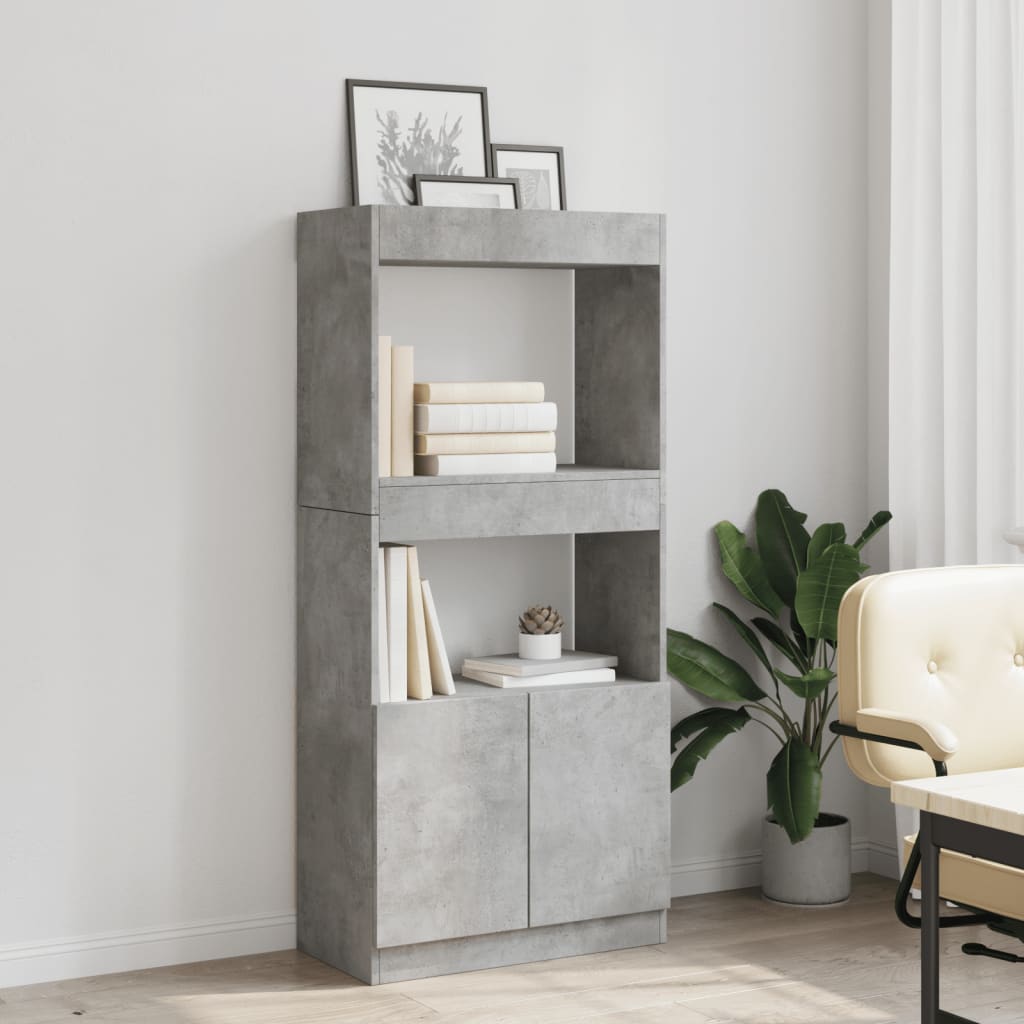 Highboard Concrete Grey 63x33x140 cm Wood Material