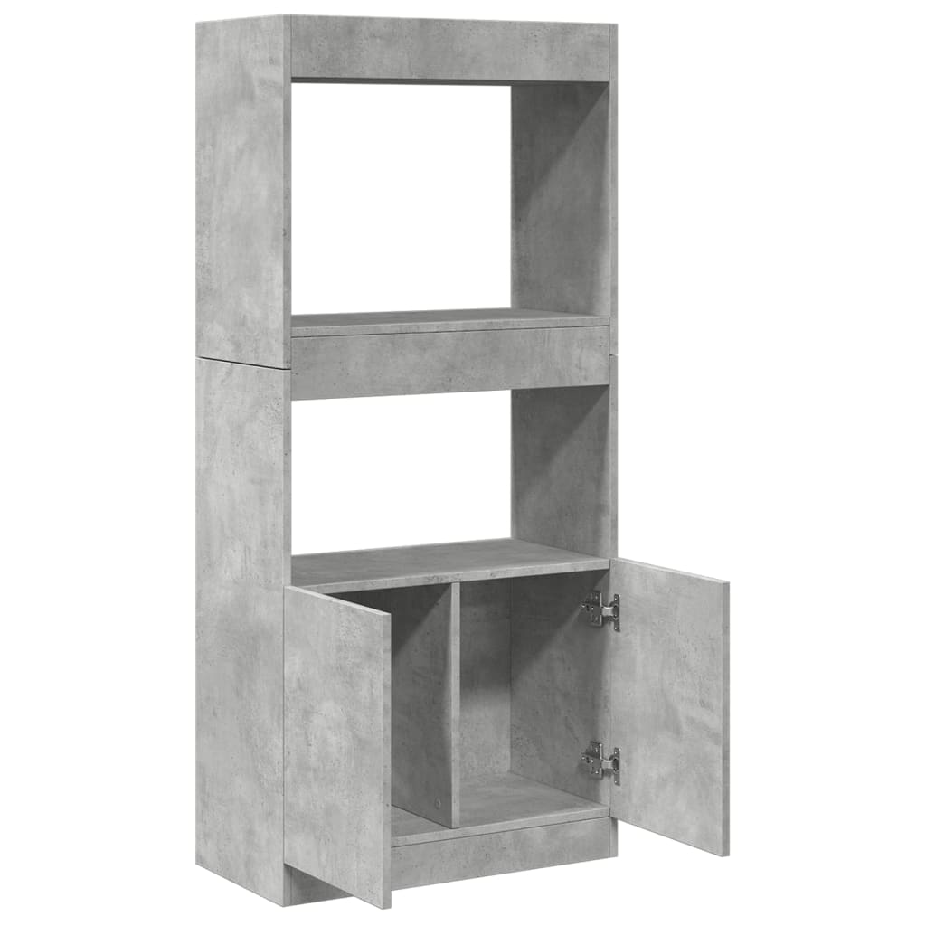 Highboard Concrete Grey 63x33x140 cm Wood Material