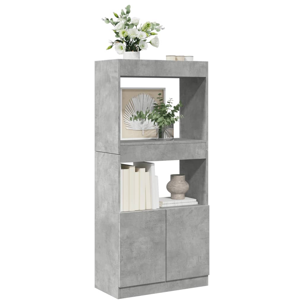 Highboard Concrete Grey 63x33x140 cm Wood Material