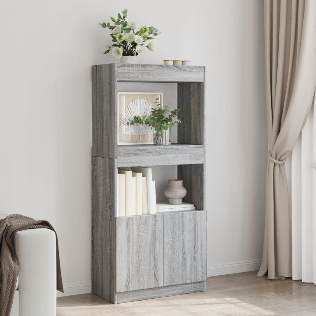 Highboard Grey Sonoma 63x33x140 cm Wood Material