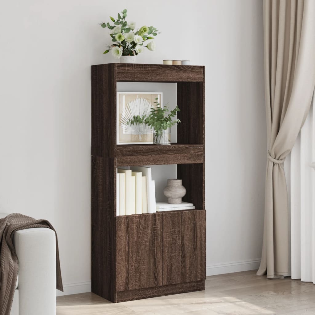 Highboard Brown Oak Look 63x33x140 cm Wood Material