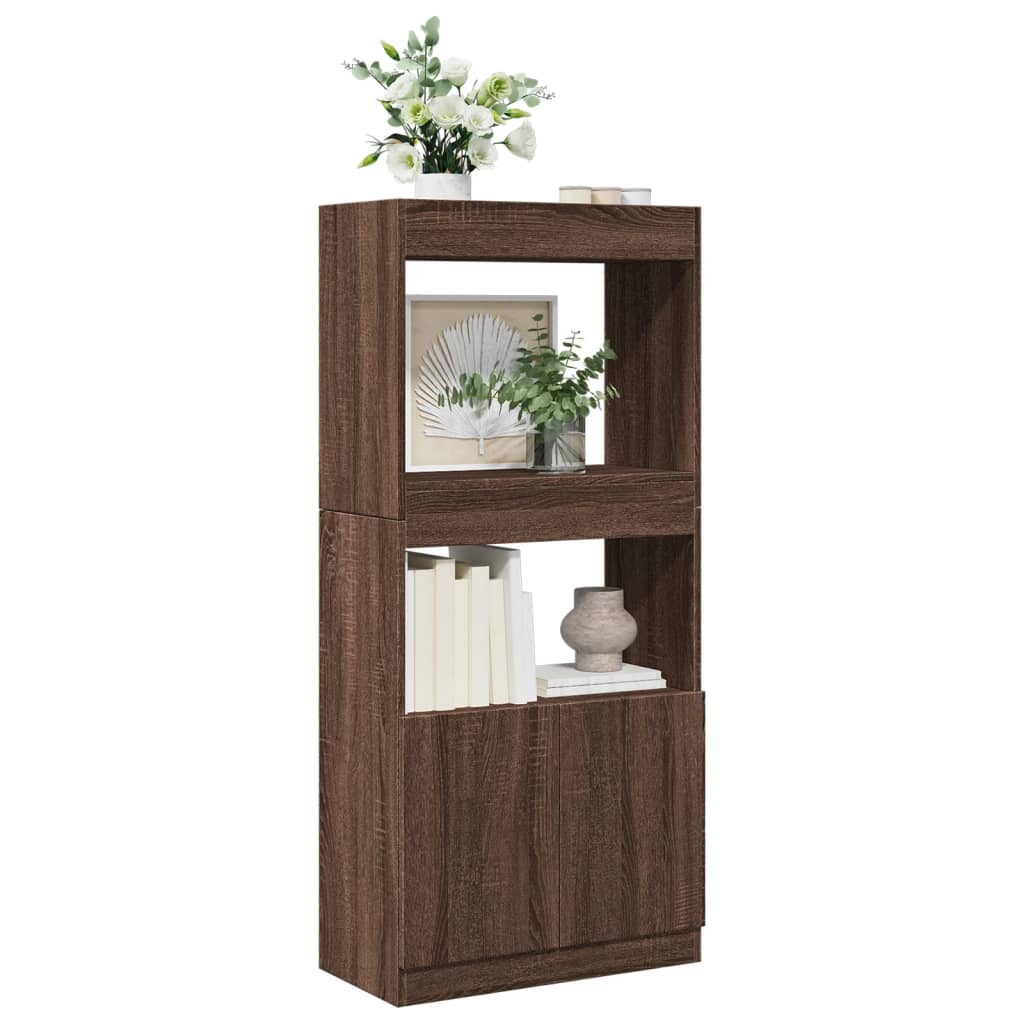 Highboard Brown Oak Look 63x33x140 cm Wood Material