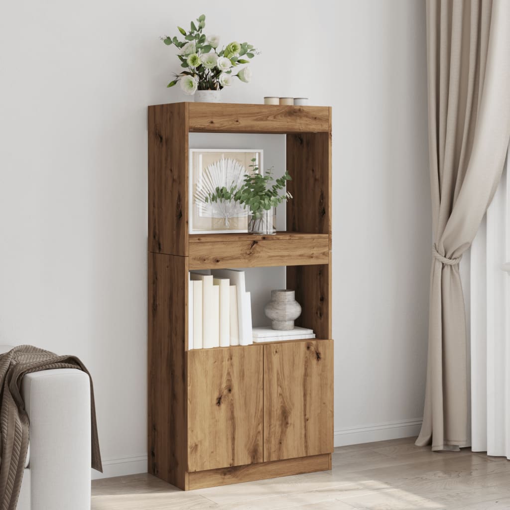 Highboard Artisan Oak 63x33x140 cm Wood Material