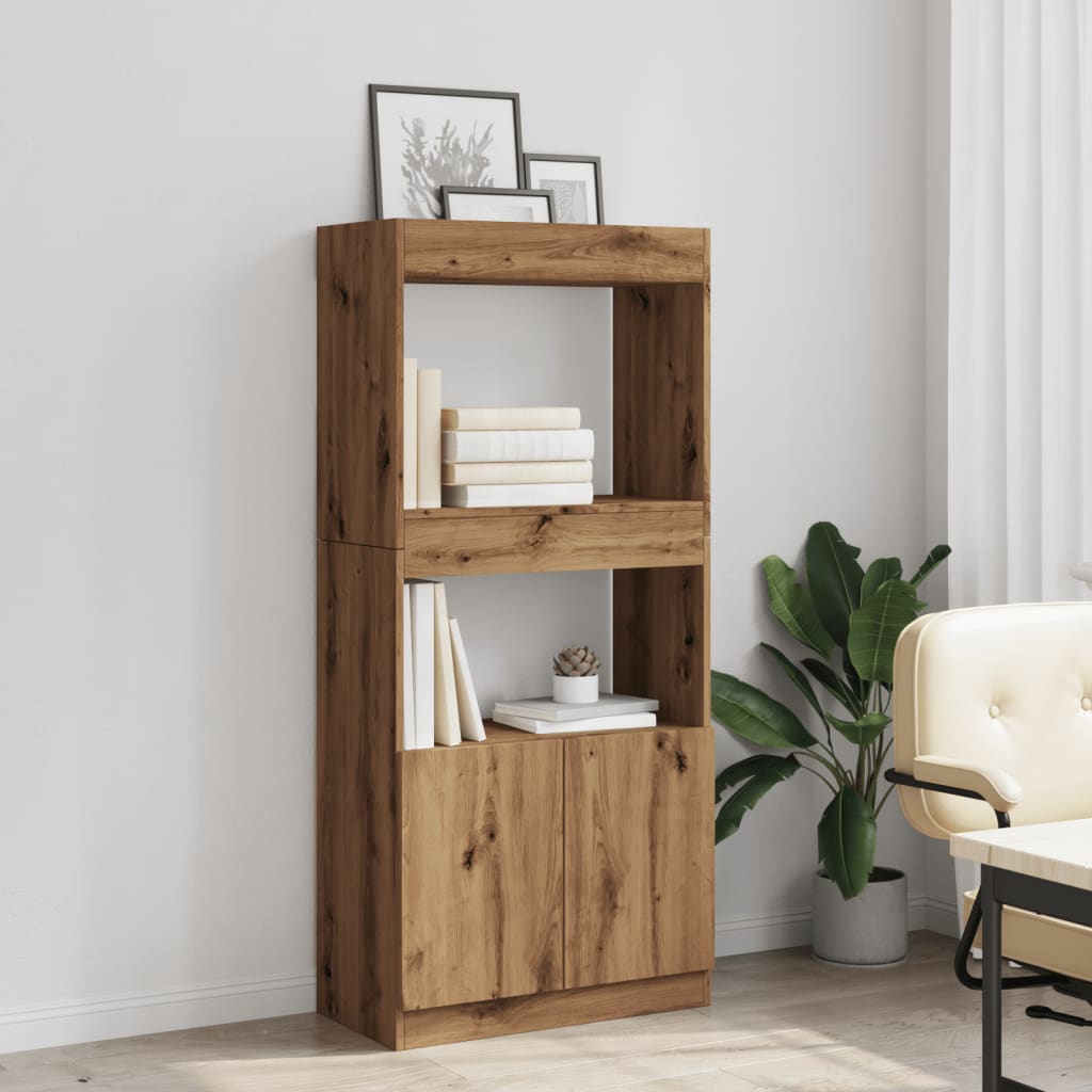 Highboard Artisan-Eiche 63x33x140 cm Holzwerkstoff