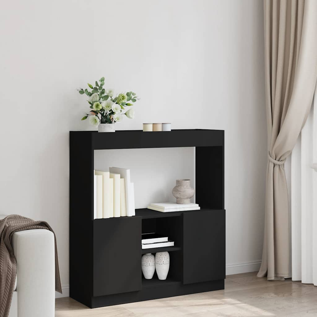 Highboard Black 92x33x100 cm Wood Material