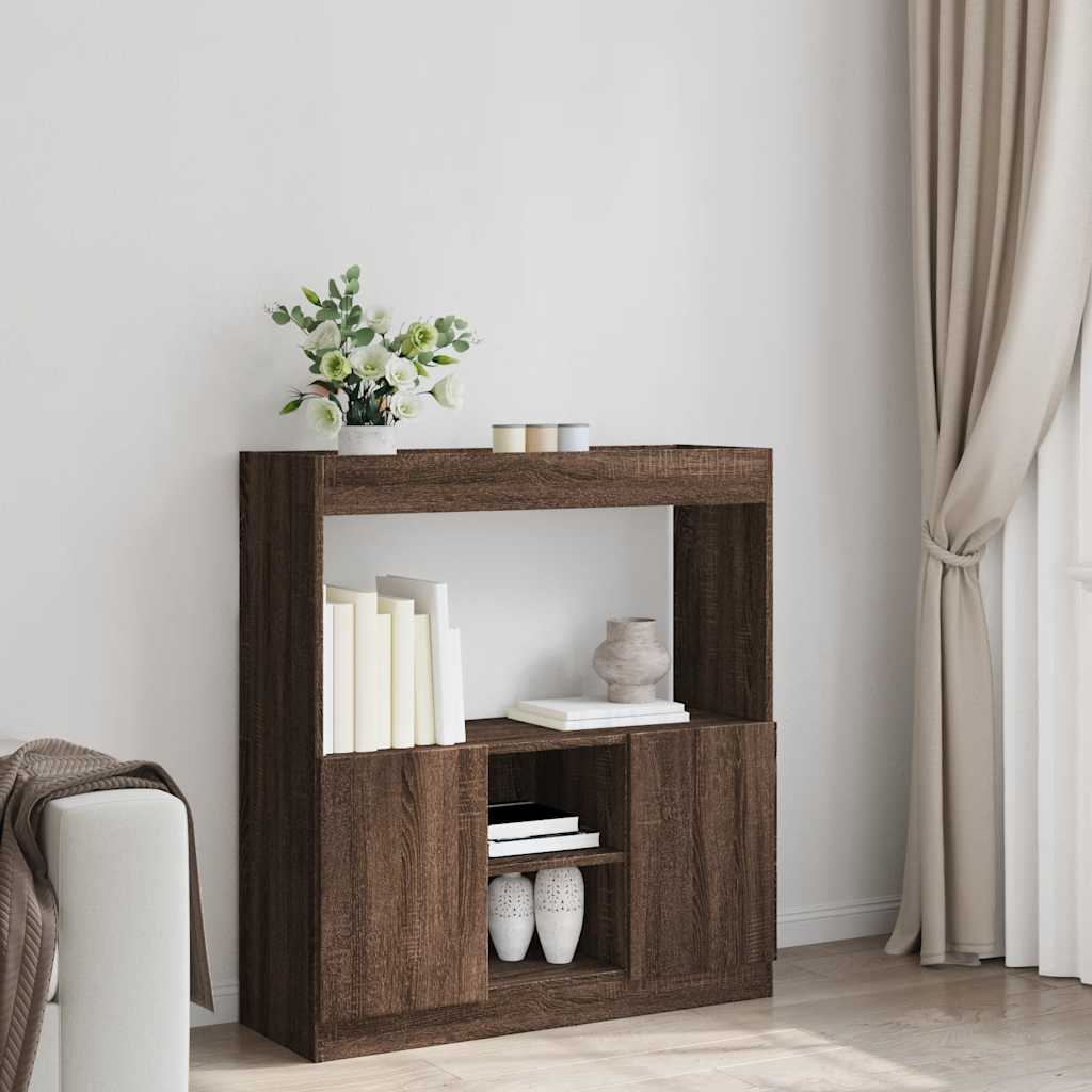 Highboard Brown Oak Look 92x33x100 cm Wood Material