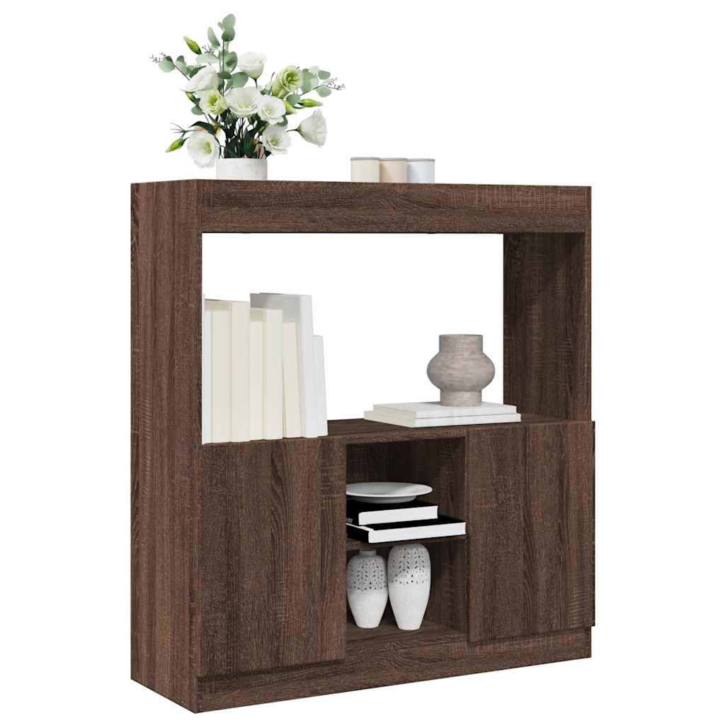 Highboard Brown Oak Look 92x33x100 cm Wood Material