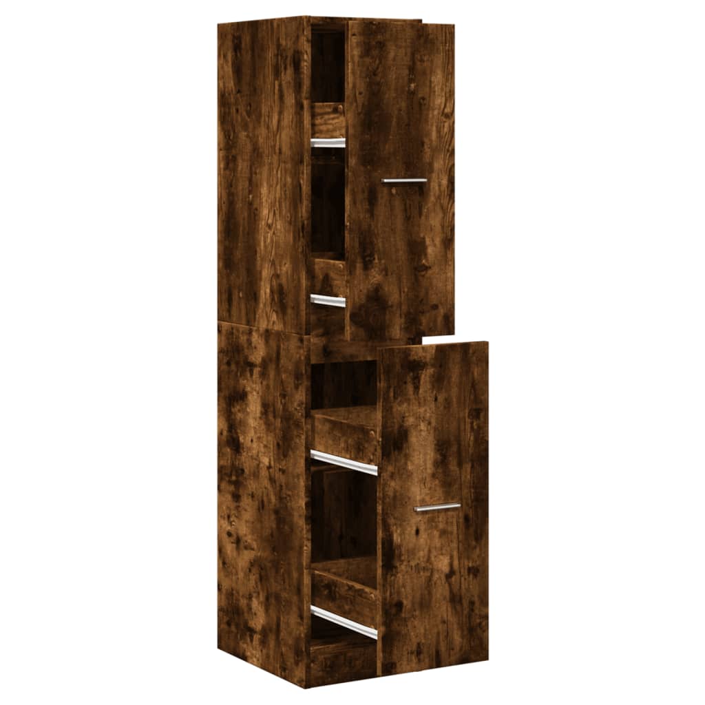 Apothecary Cabinet Smoked Oak 30x41x144.5 cm Wood Material