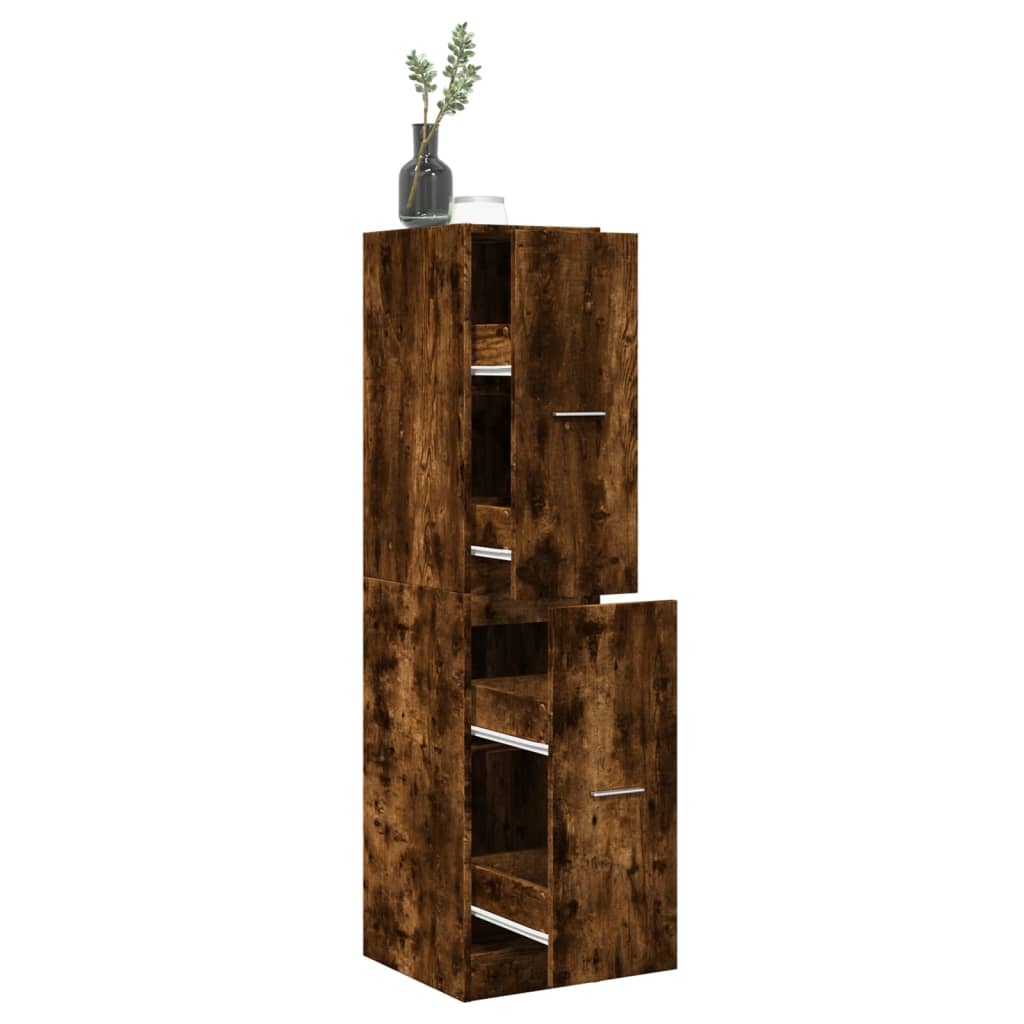 Apothecary Cabinet Smoked Oak 30x41x144.5 cm Wood Material