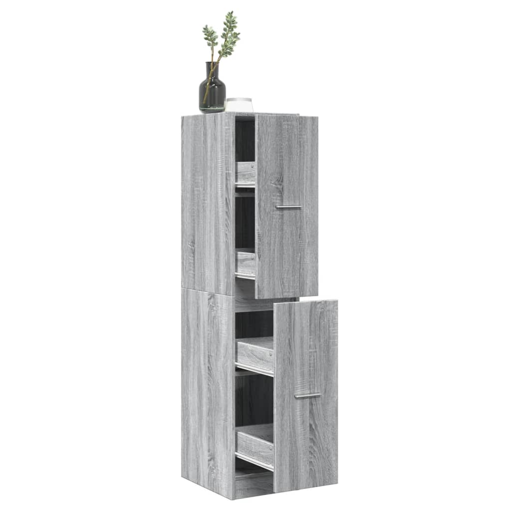 Apothecary Cabinet Gray Sonoma 30x41x144.5 cm Wood Material