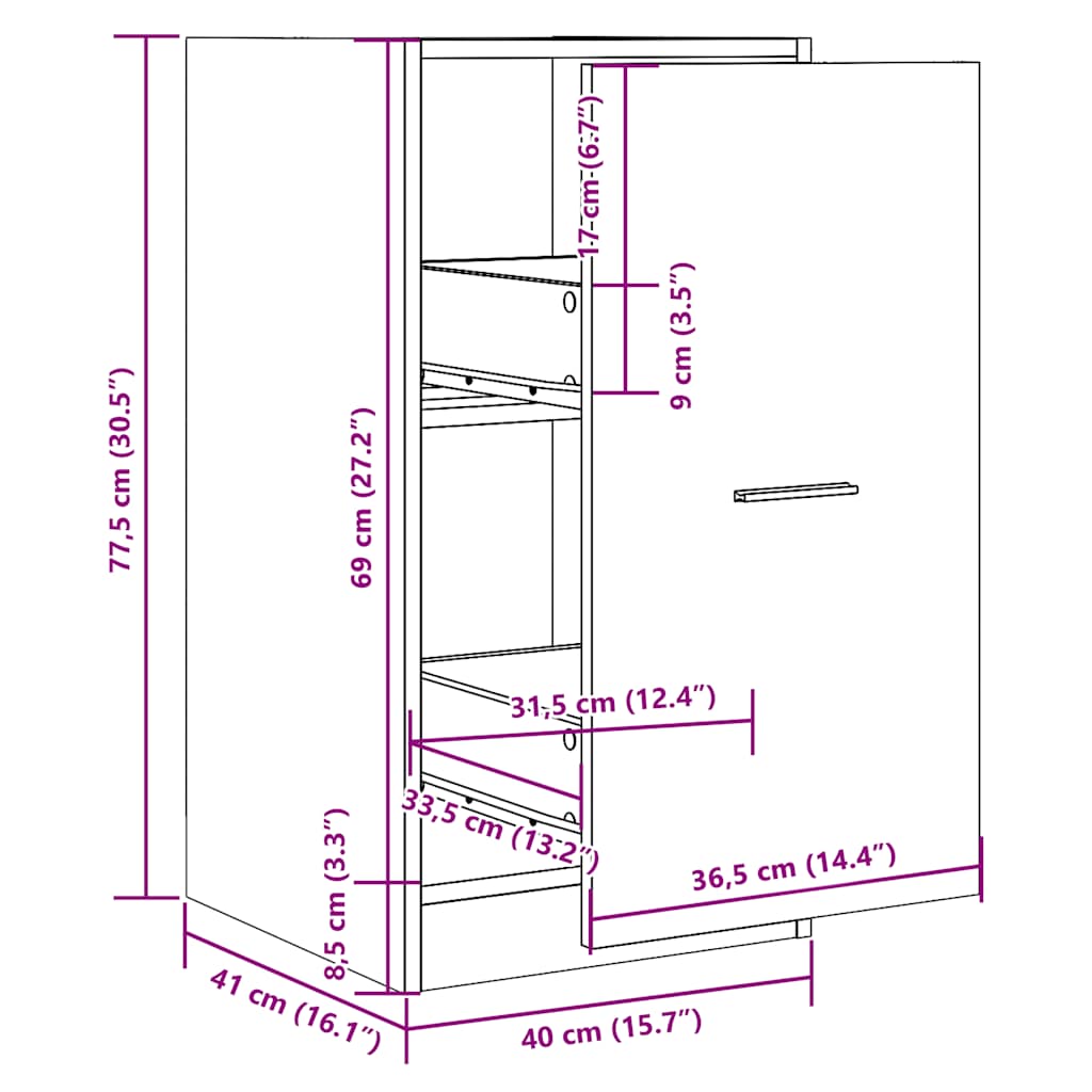 Apothekerschrank Betongrau 40x41x77,5 cm Holzwerkstoff