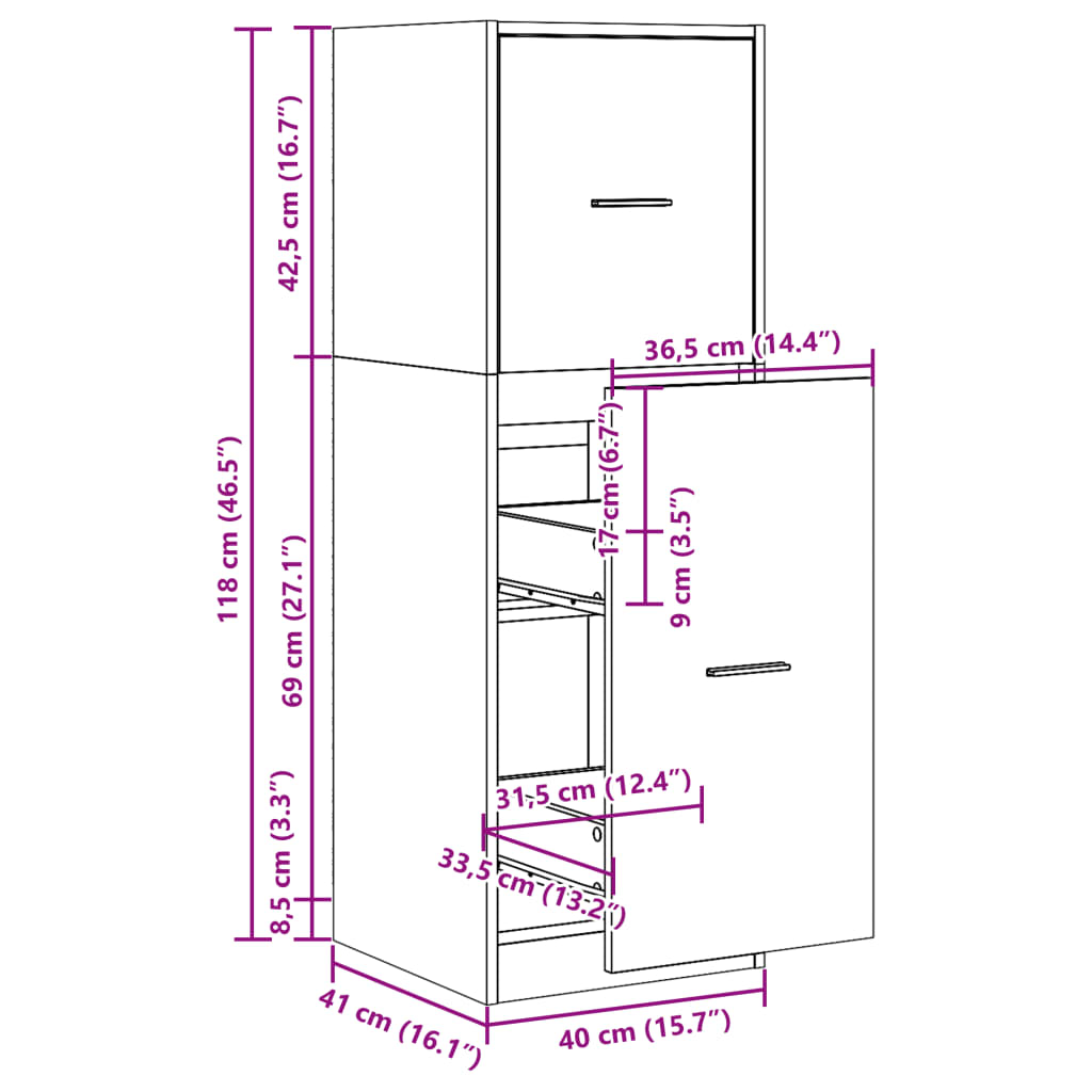 Apothecary Cabinet White 40x41x118 cm Wood Material