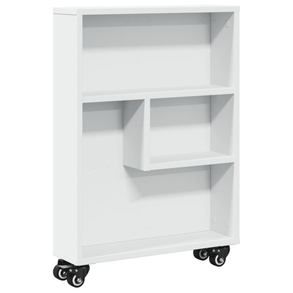 Storage Trolley Narrow White 48x13x68 cm Wood Material